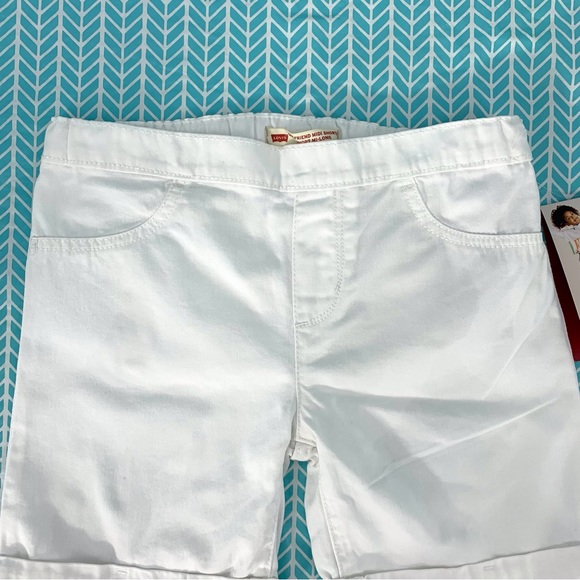 Levi's NWT Girls' White Pull-On Adjustable Waist Girlfriend Midi Short, 10 Reg - Picture 3 of 15
